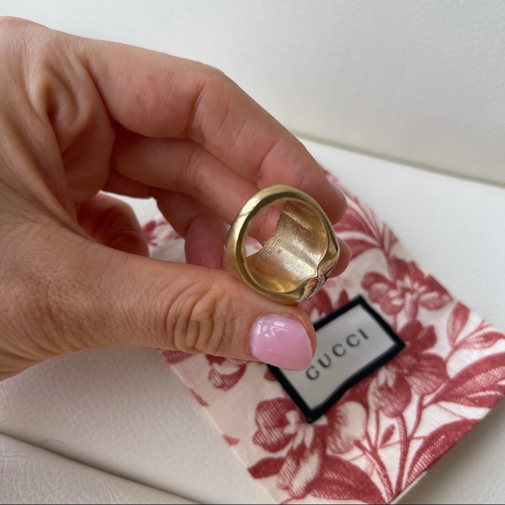 NEW GUCCI PURPLE STUDS MOTIF THICK PINKY RING M - Picture 4 of 8